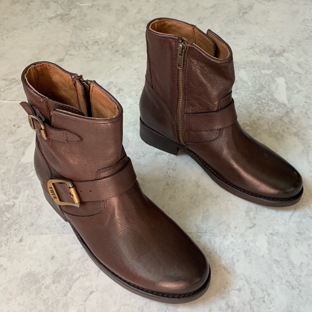 NEW Frye Burnished Leather Vicky Low Mid Boots 7 - Picture 3 of 8